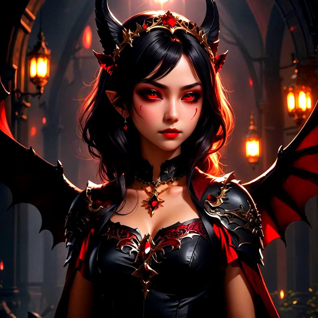 Vampire Superheroine with Bat Wings in 3D Anime Art