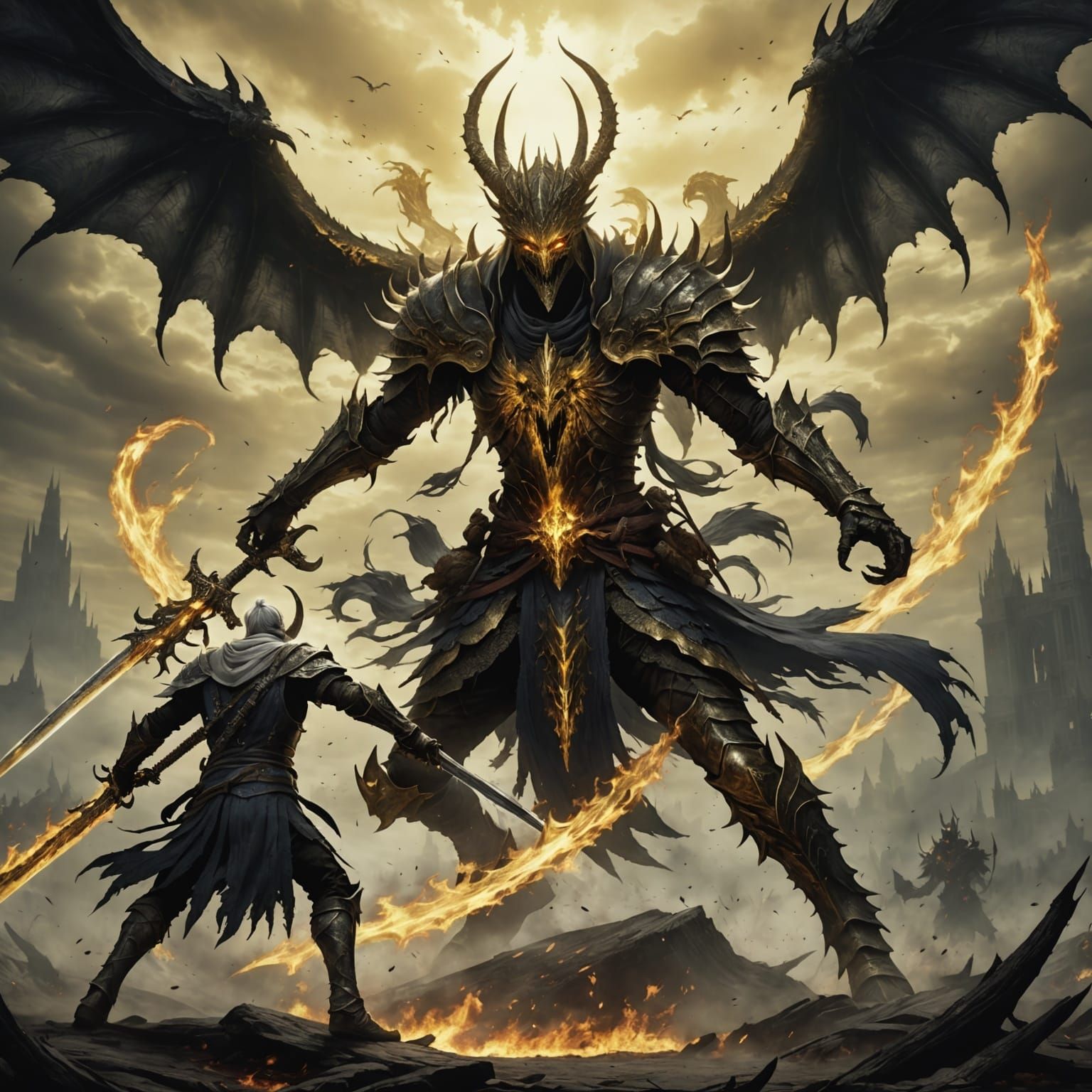 Epic Dark Fantasy Battle Scene in a Medieval Setting