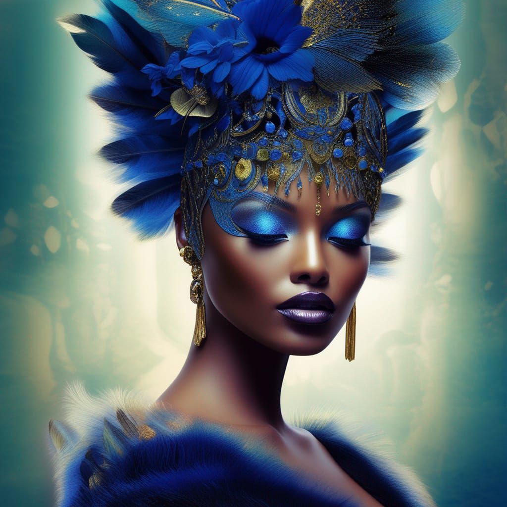 Intricate Collage of a Veiled Beauty in 3D