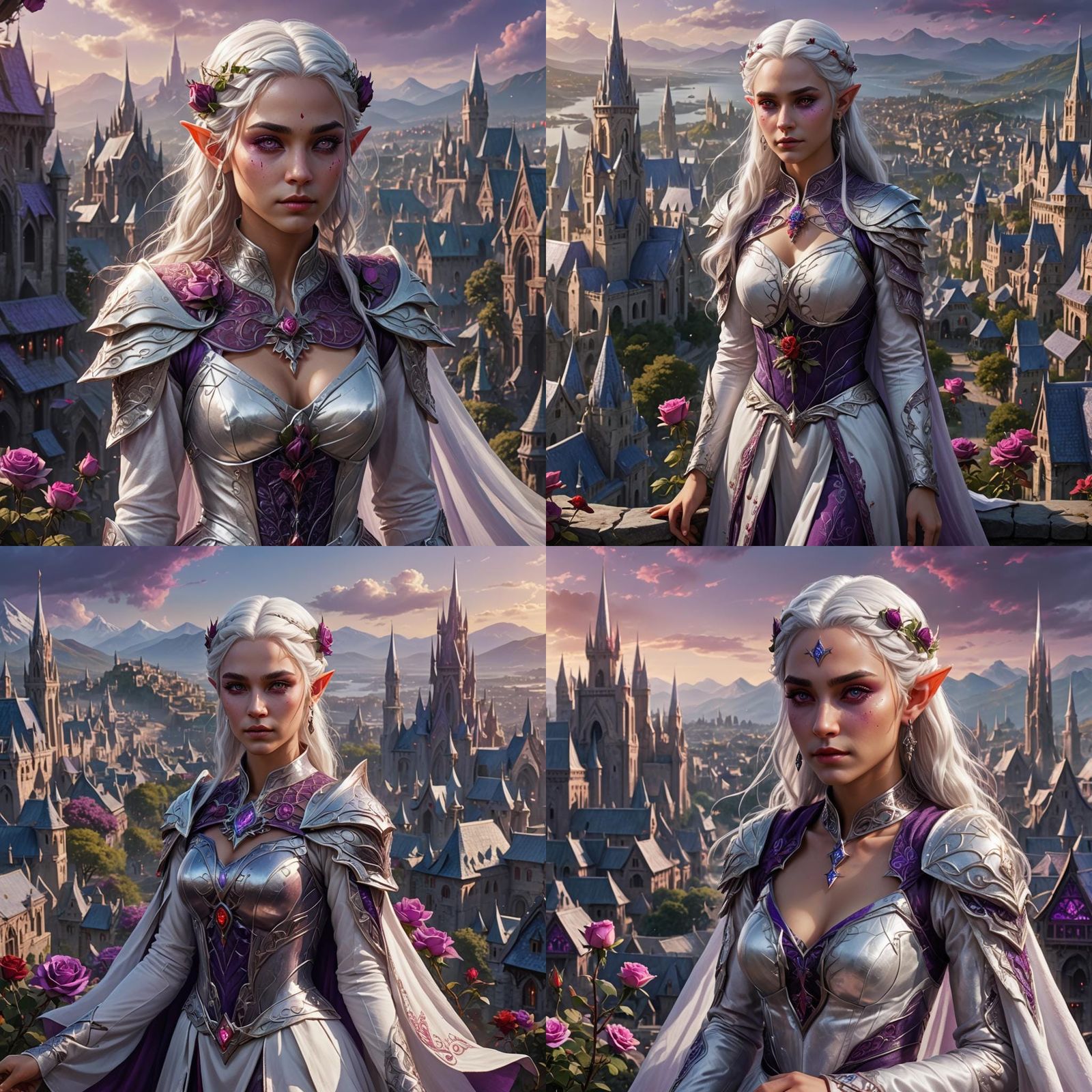 Elegant Elf in Silver Dress, Cinematic Style