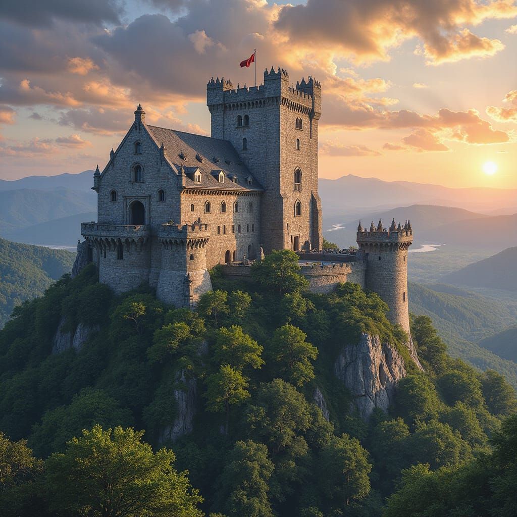 Majestic Castle Bastion Overlooking Wilderness