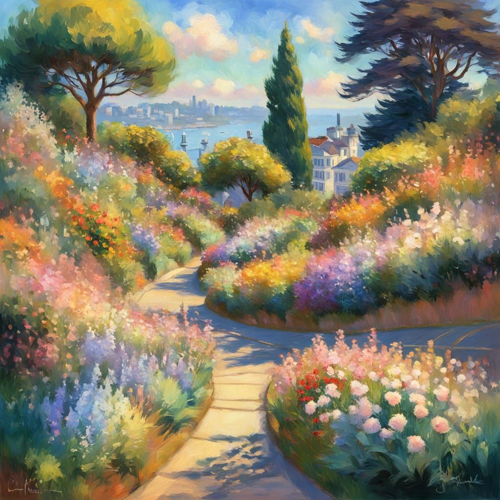 San Francisco's Lombard Street in Vibrant Impressionist Styl...