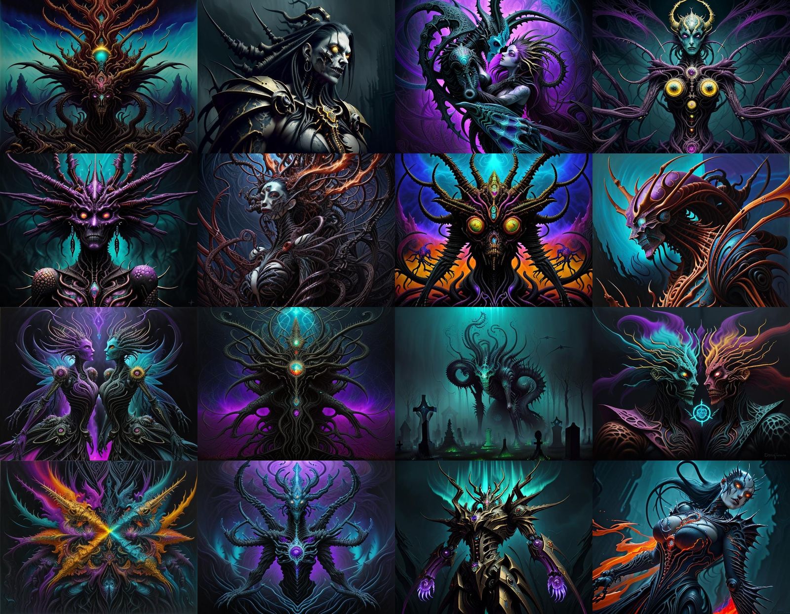 Cybernetic Deities Confront the Abyss in a Surreal Dreamscap...