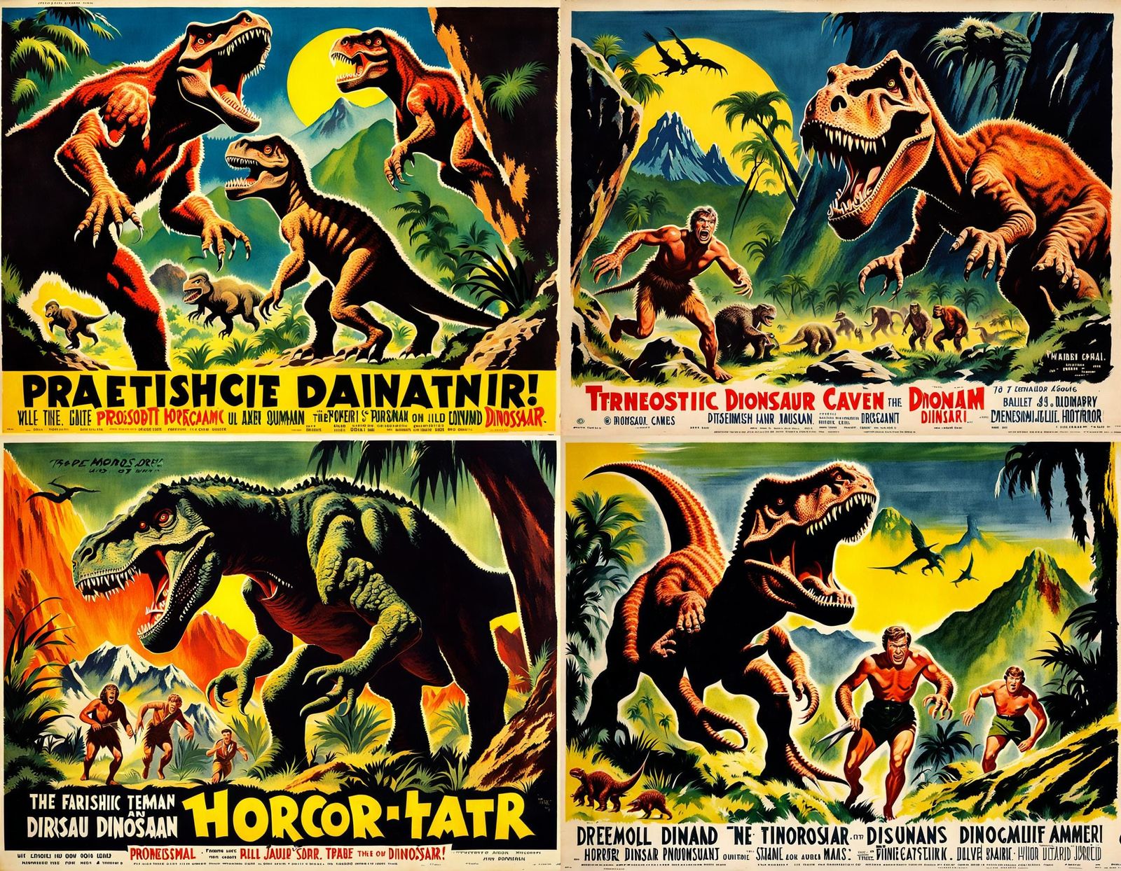 1950s Movie Poster: Dinosaur Caveman Horror