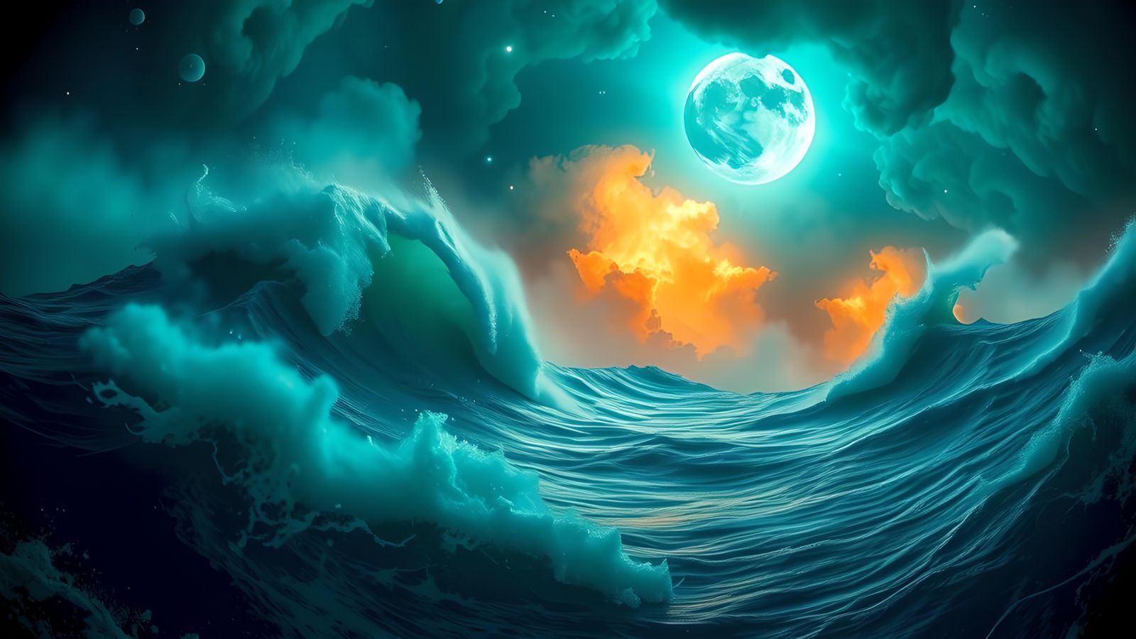 Cosmic Nebula Seascape in Style of Turner