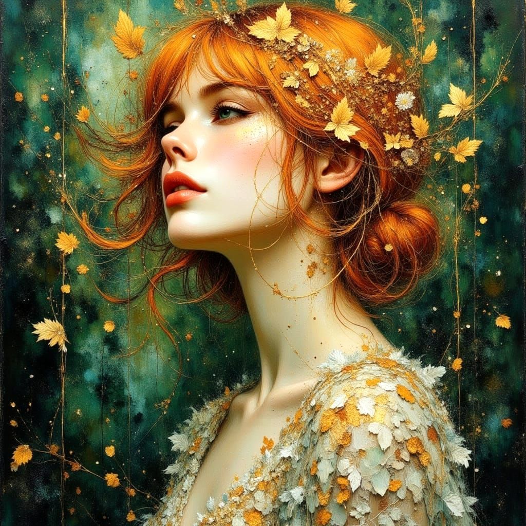 Emerald Dream: Portrait in Art Nouveau Style