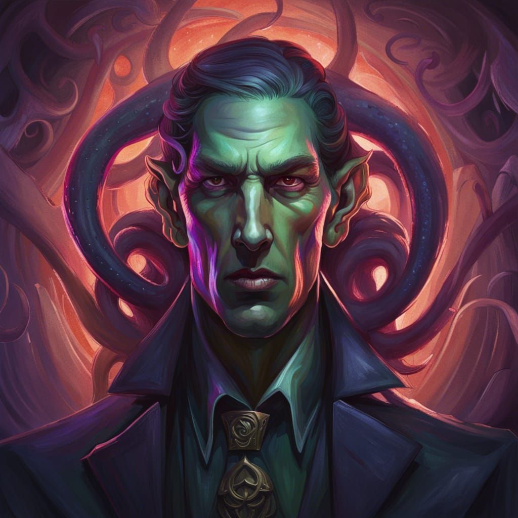 Demonic Gothic Book Portrait in Eldritch Style