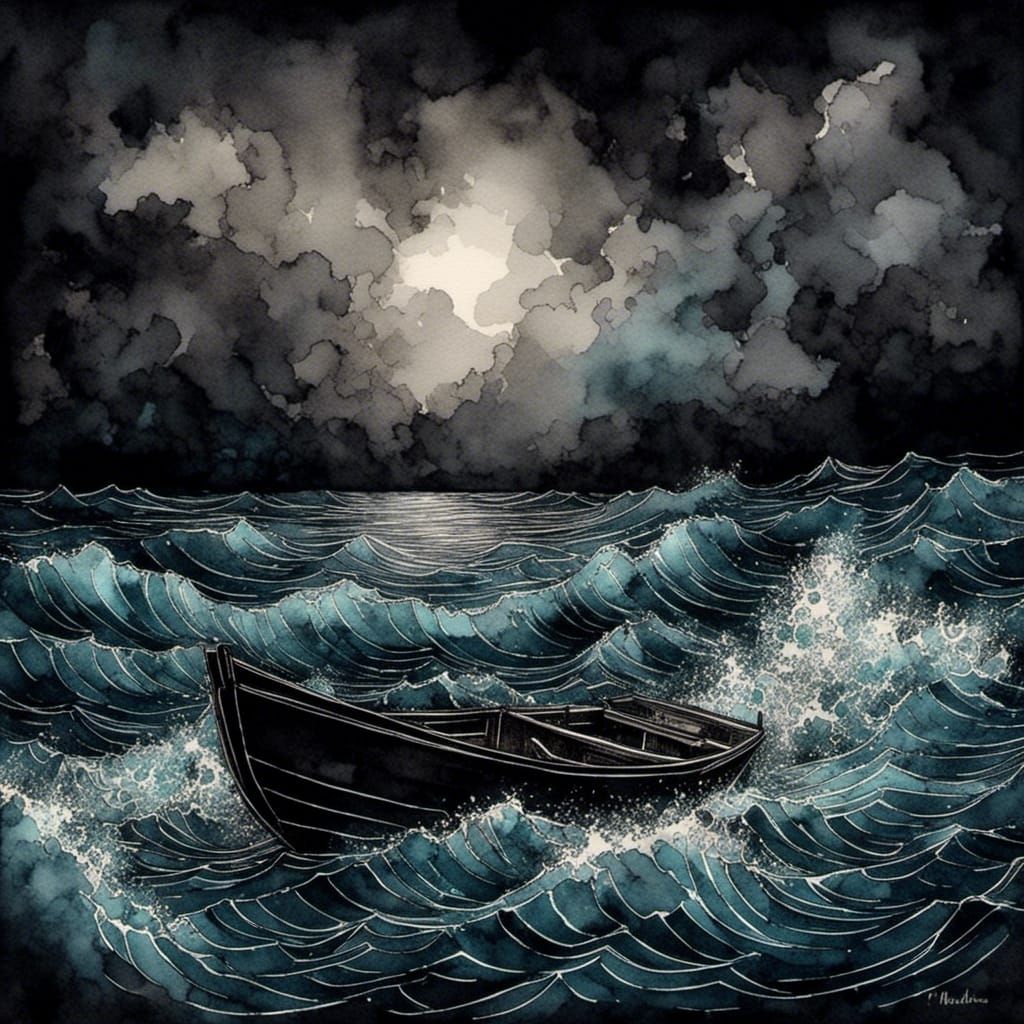 Mysterious Solo Voyage at Sunset