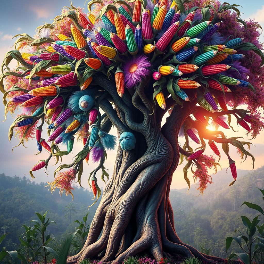 Rainbow Tree of Corns: Mythical Digital Matte Painting