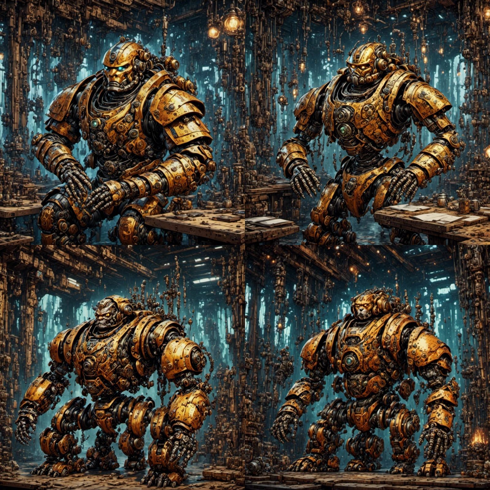 Cyberpunk Robot Dwarf Mechanic Illustration