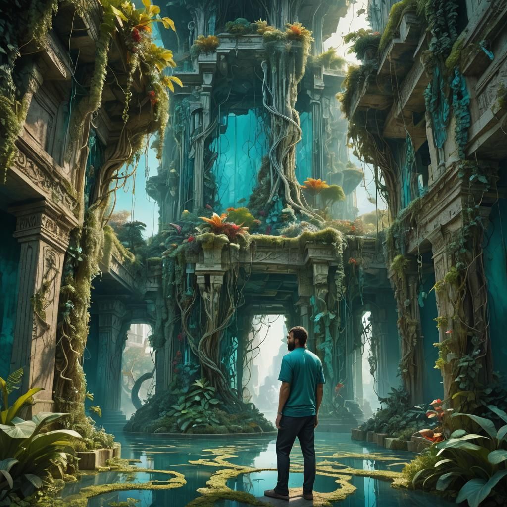 Surreal Hanging Gardens of Semiramis in Dreamlike Style