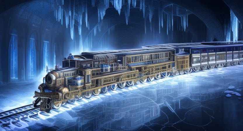 Iridescent Crystal Train Fantasy Concept Art