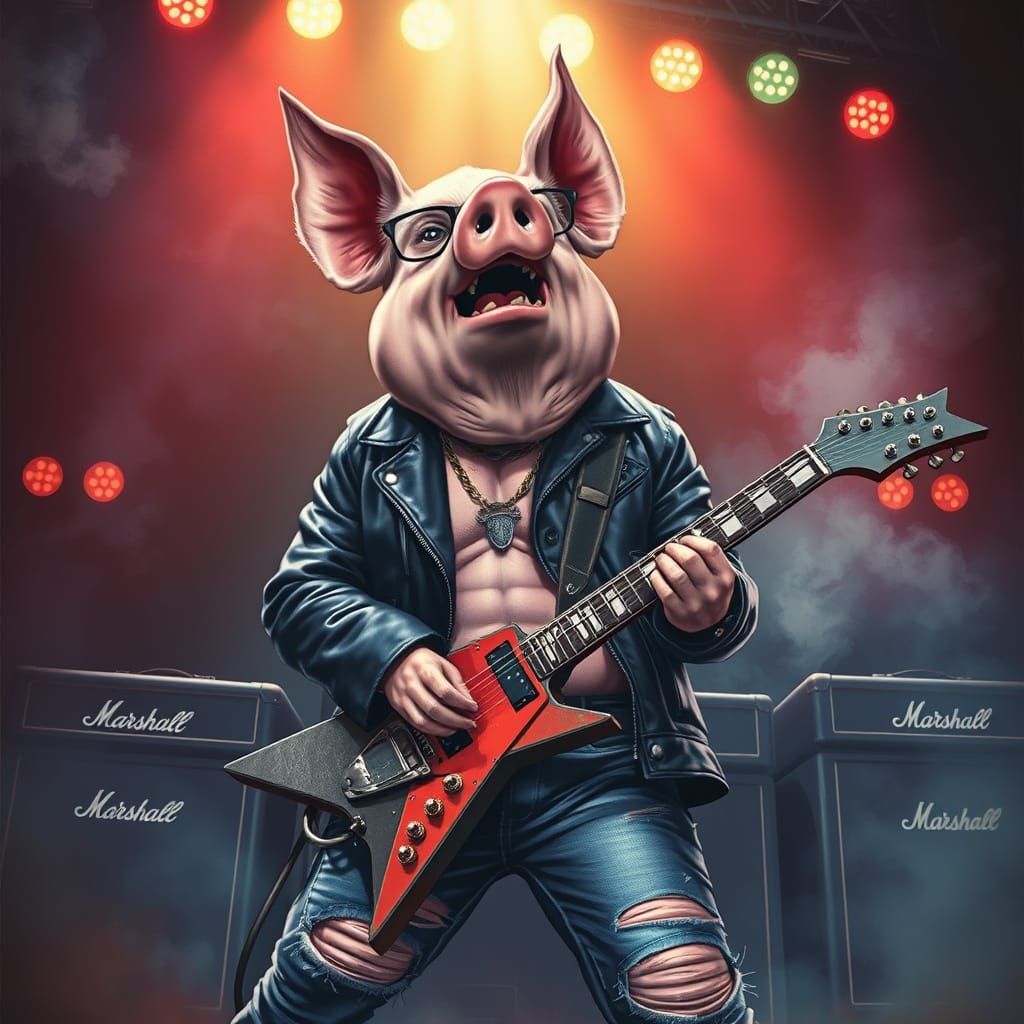 Heavy Metal Pig Rocks Out