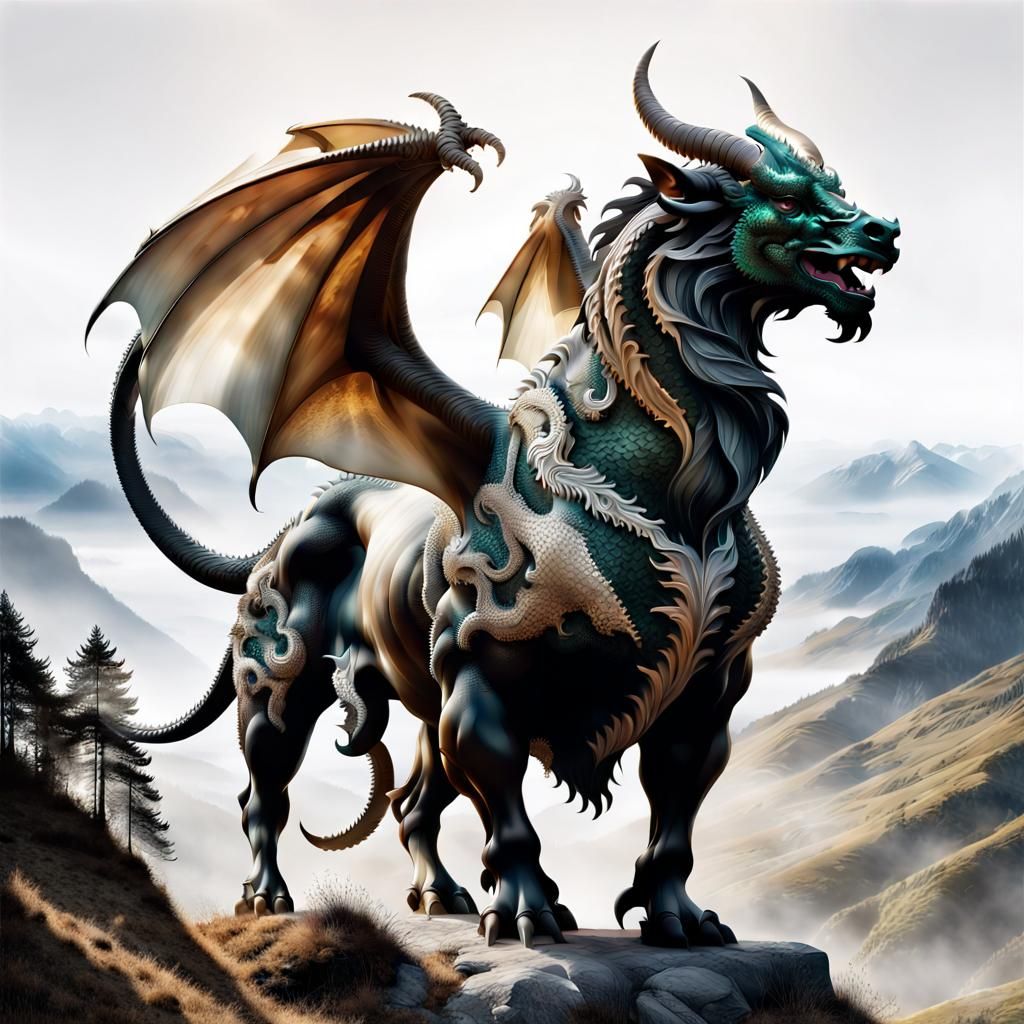 Chimera Silhouette with Highland Landscape