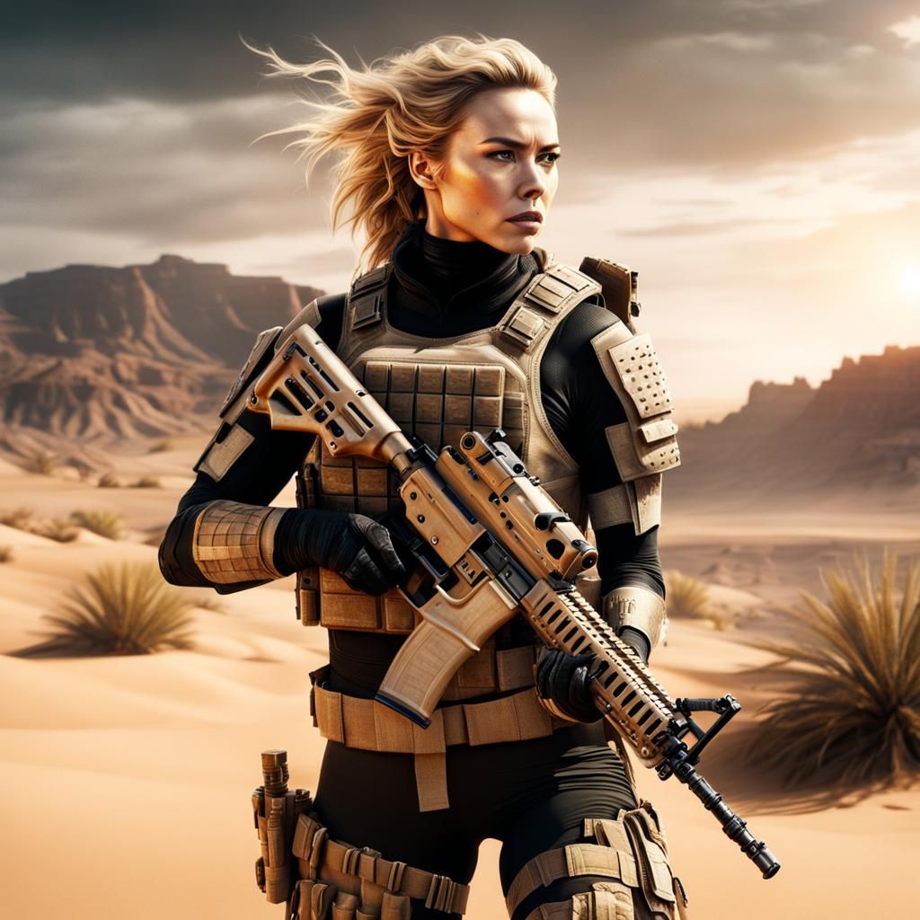 Special Forces Soldier in Desert, Cinematic Digital Art