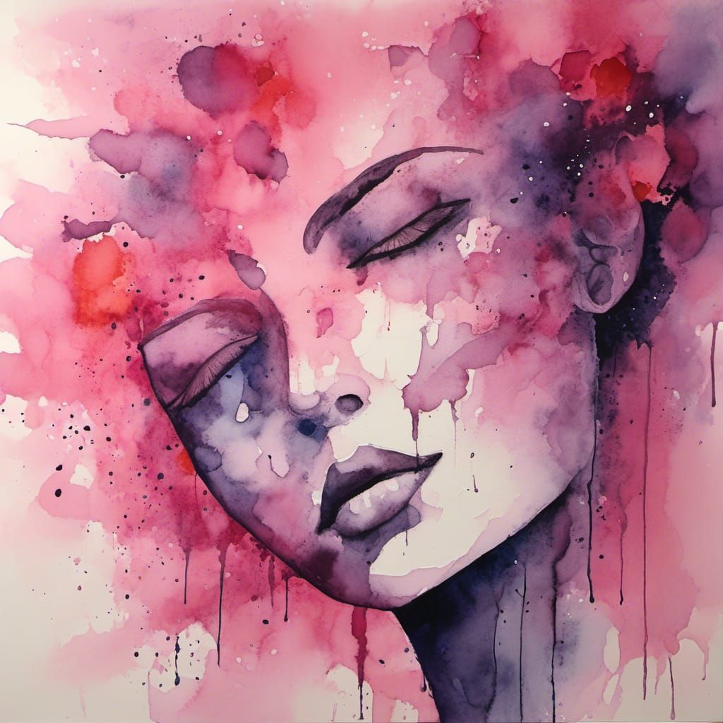 Luminous Watercolor Abstract with Silhouetted Figure