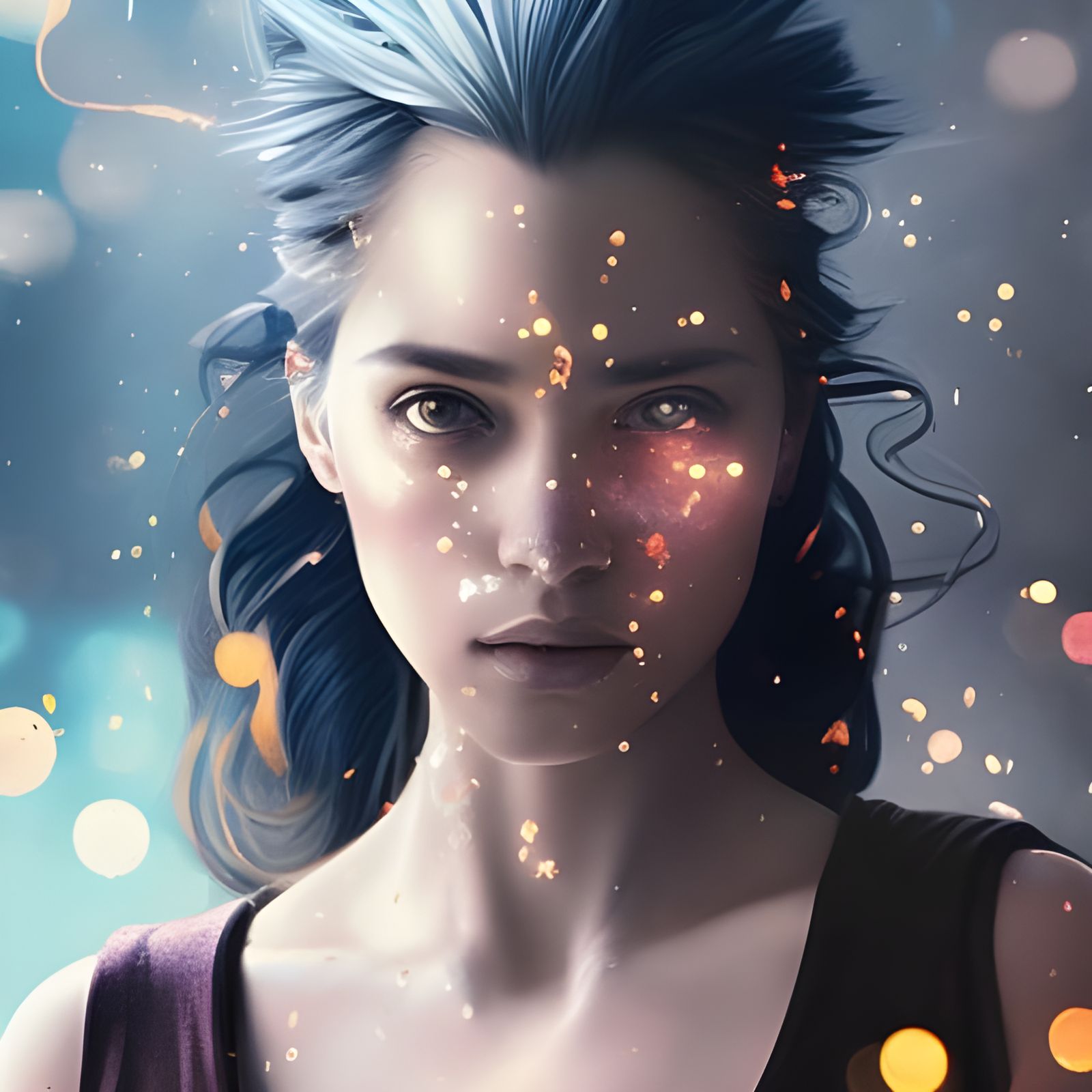 Furious Woman Shatters Glass in Hyperdetailed Portrait