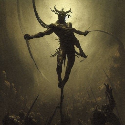 Demonic Death Scene in Doré Style