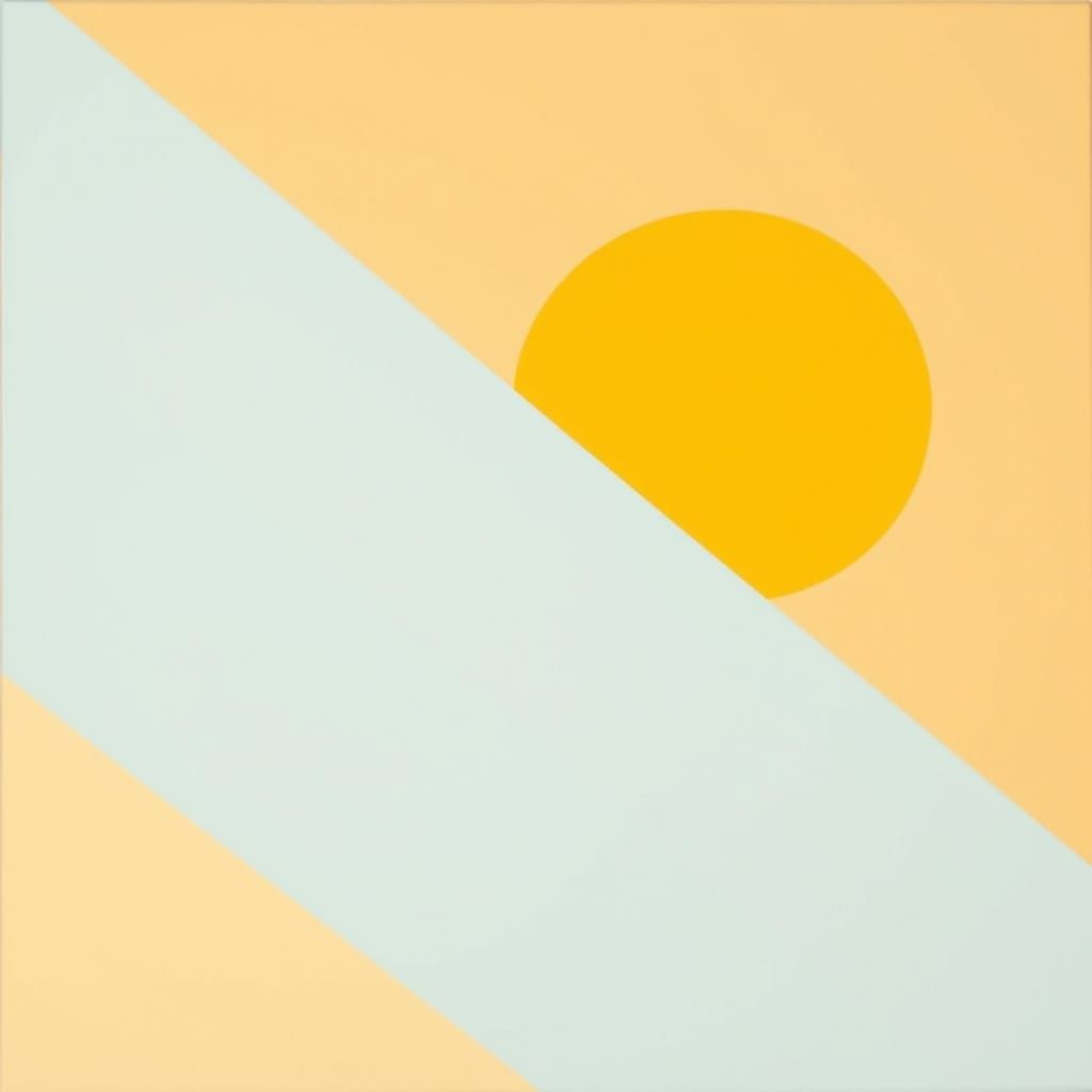 Geometric Abstraction in Warm Beige and Vibrant Yellow