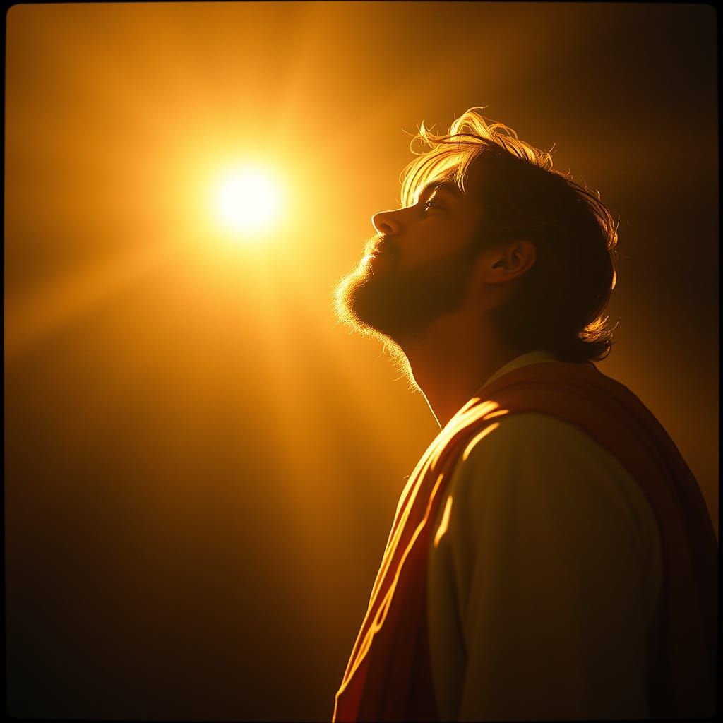 Jesus Descending with Cinematic Lighting