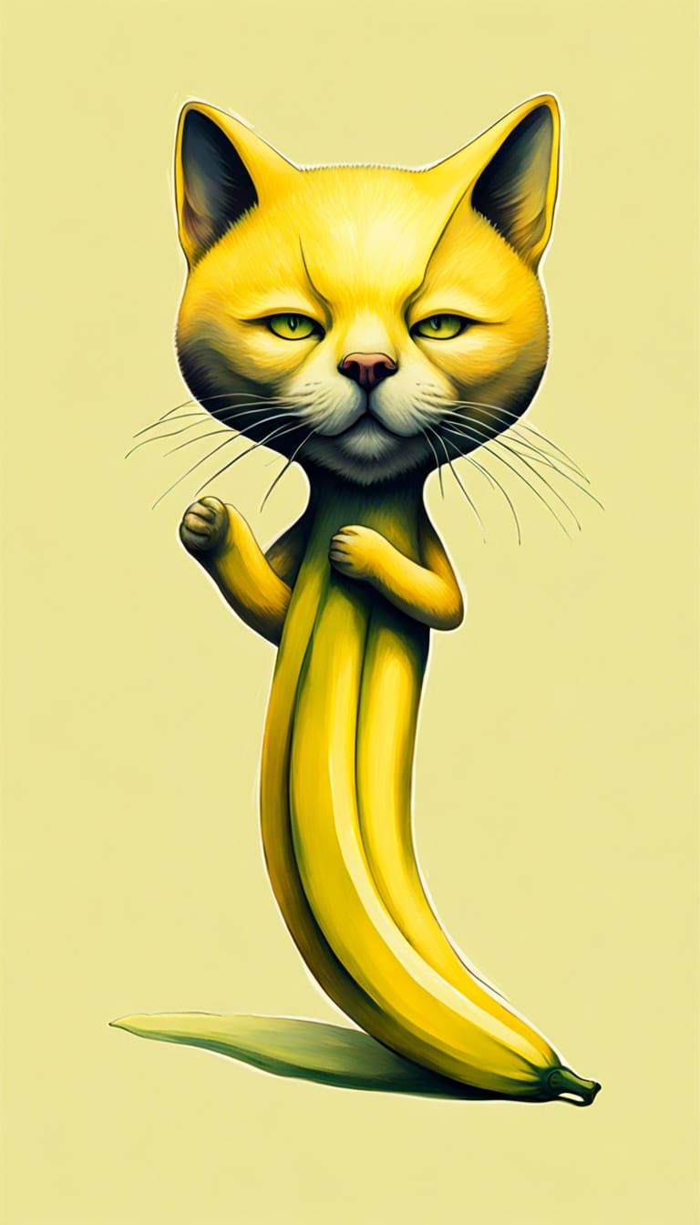 Vibrant Banana Cat in Pop Surrealist Style