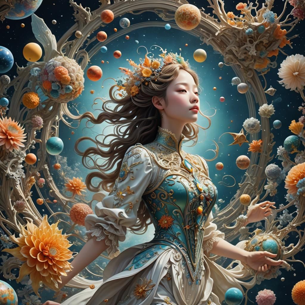 Weightless Fairytale Figure in Orbit