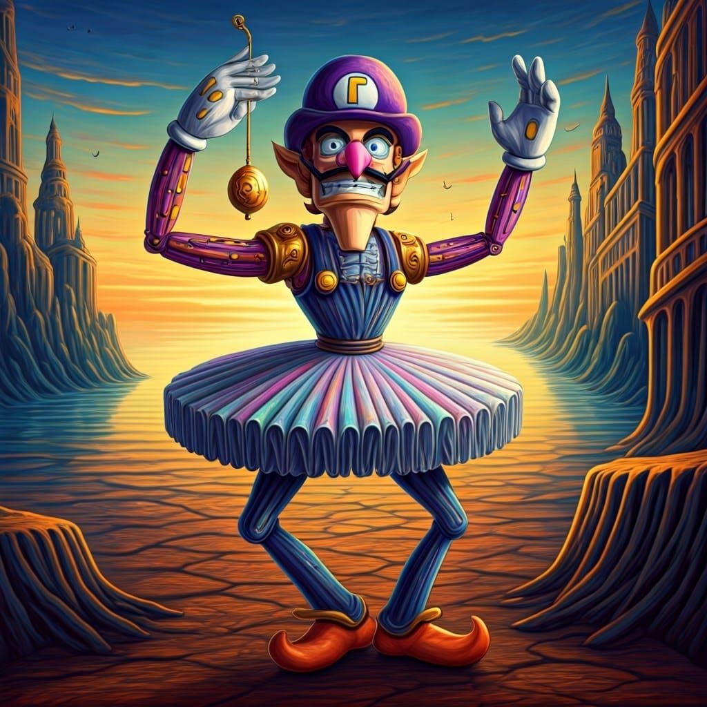 Steampunk Waluigi Music Box Ballerina