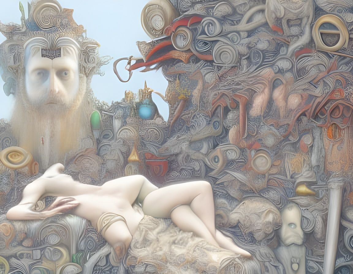 Dystopian Self-Aware Machines in Art Nouveau Style