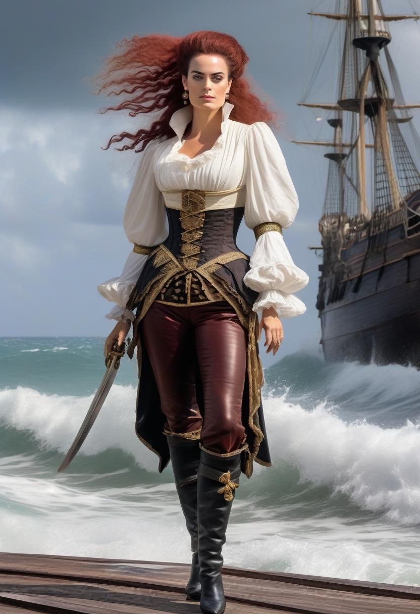 Intrepid Corsair Captain with Plumed Hat and Sword