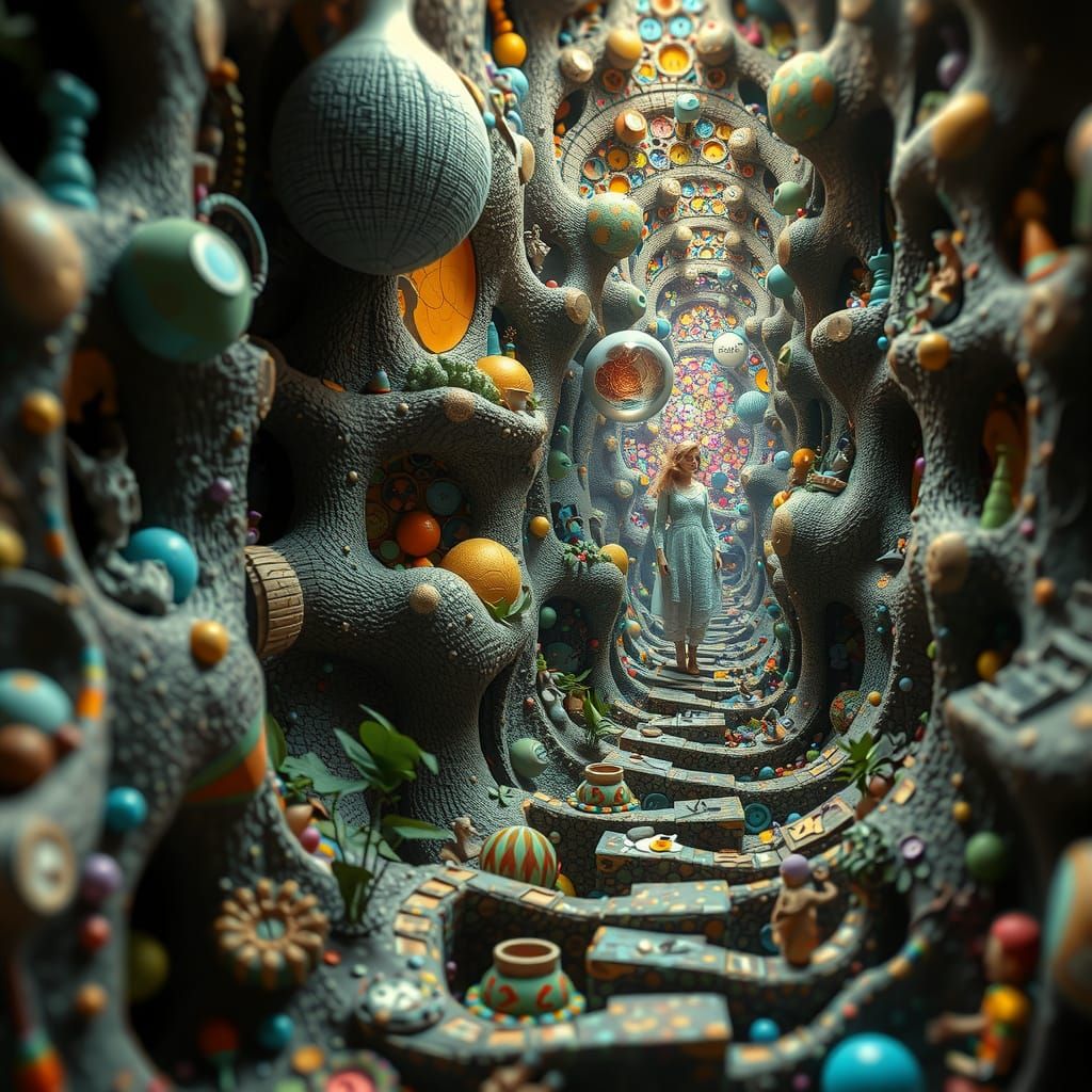 Surreal Mosaic of a Journey in Wonderland