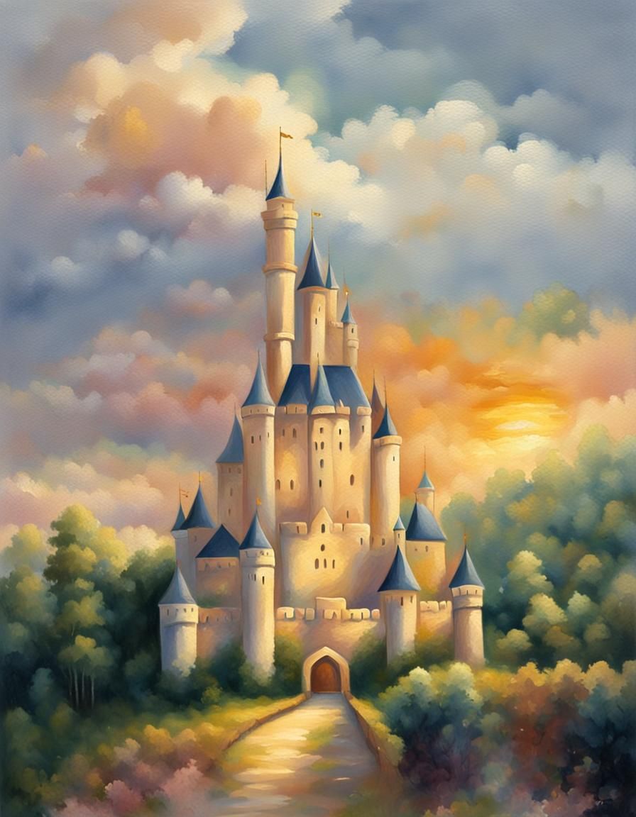 Romantic Castle Amidst Heavenly Clouds