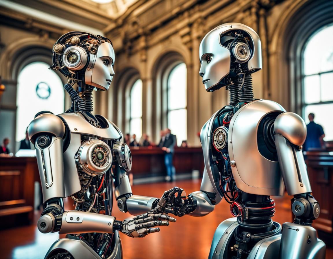 Robots Marry in City Hall: Hyperrealistic Detail