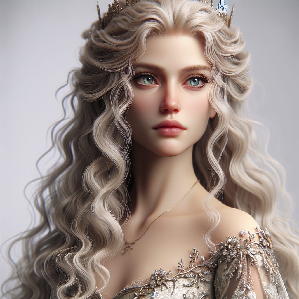 Ethereal Princess with Mismatched Eyes, Photorealistic Portr...
