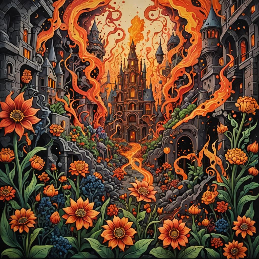 Flowerstorming: A Kinetic Pointillism Art Nouveau Fusion