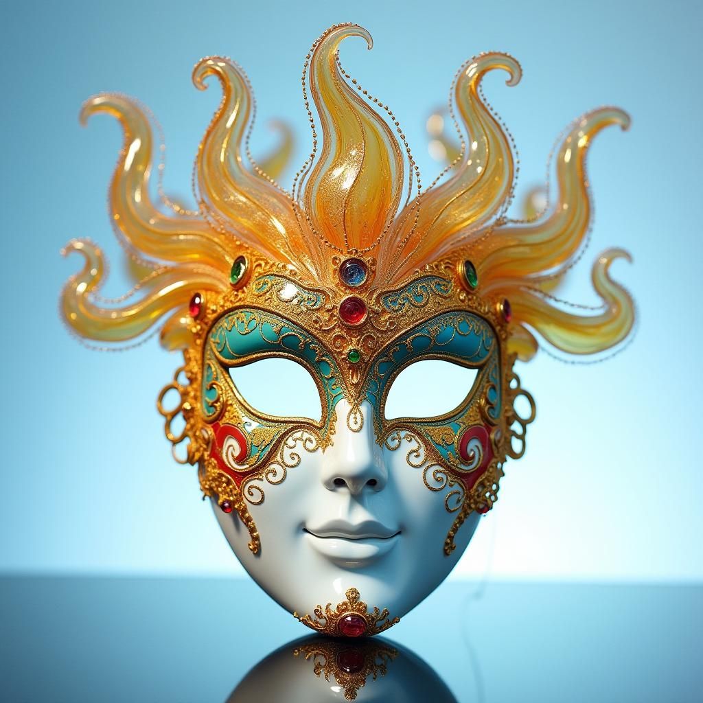 Exquisite Venetian Carnival Mask in Glass Art Style