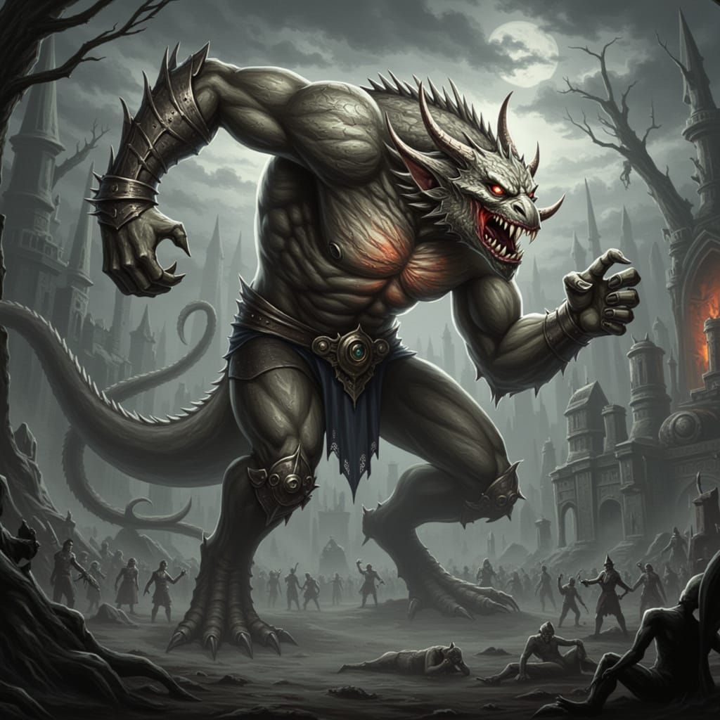 Dreamlike Noir Landscape with Mathematical Elements