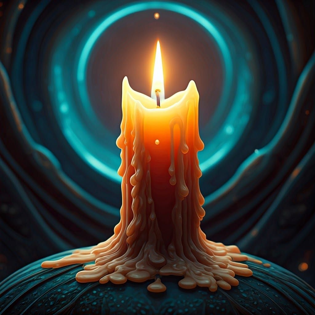 Golden Shabbat Candle in a Dreamlike, Fantasy Realm