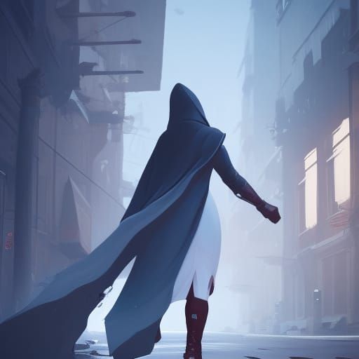 Woman in Hooded Cape: Hyperdetailed Concept Art