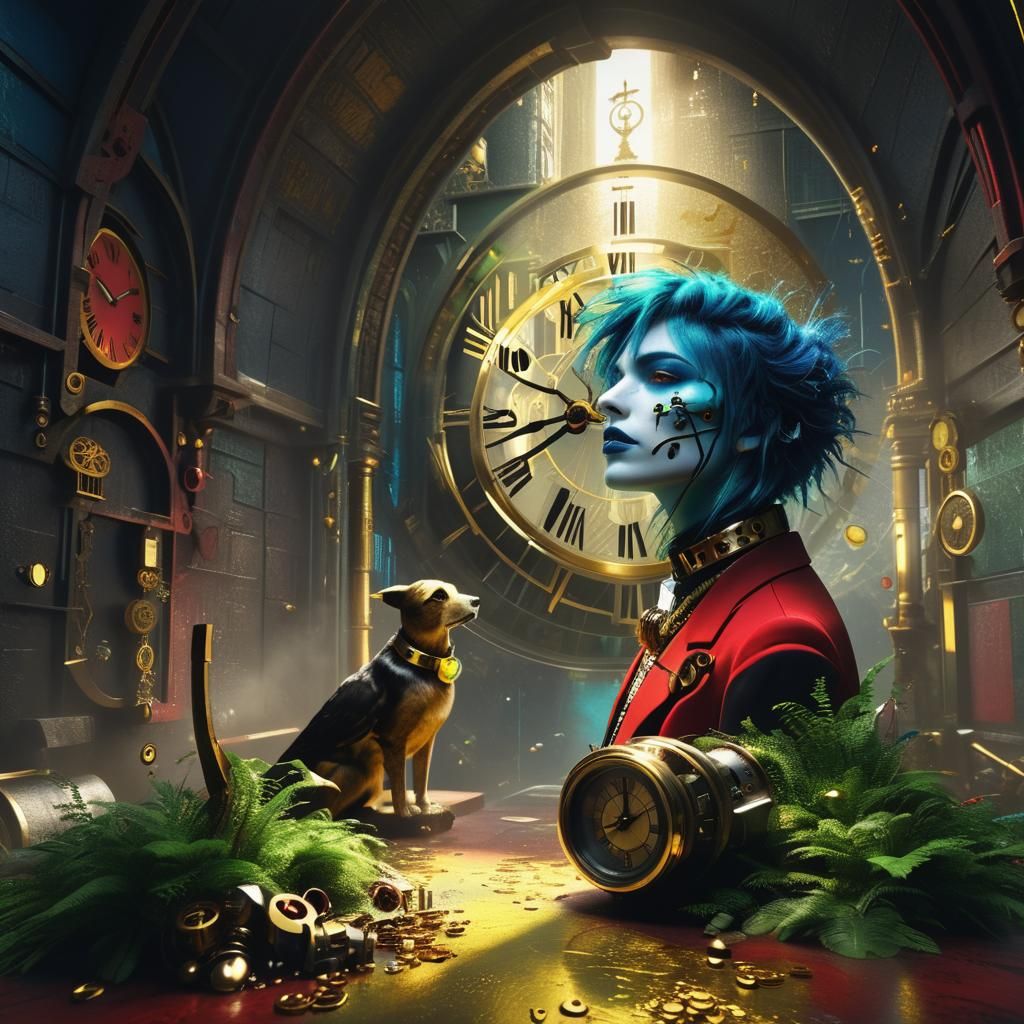 Vibrant Clockpunk Creation in 3D Digital Art