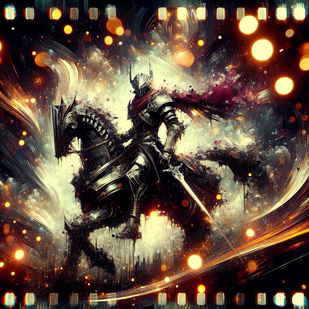 Surreal Noir Fantasy Dragoon in Gritty 35mm Film Style