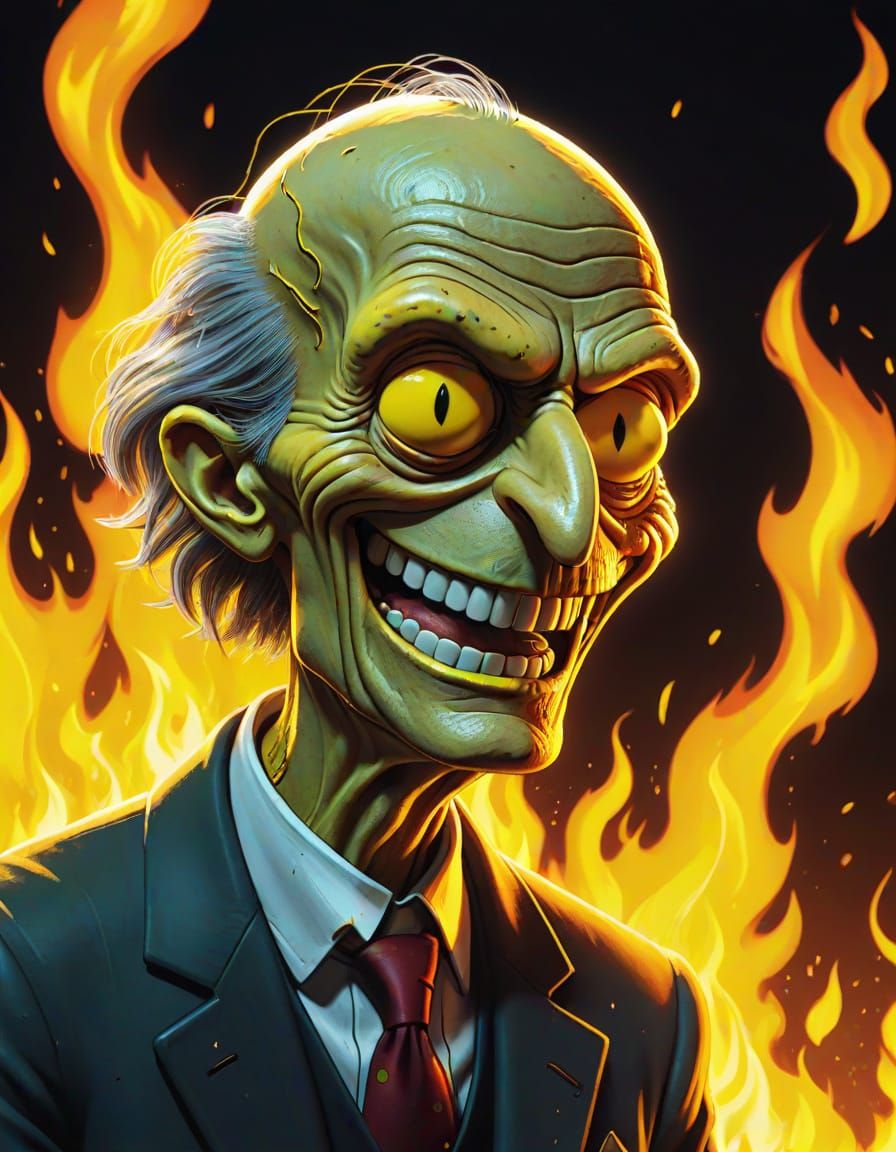 Mr. Burns Evil Laugh: Comic Book Style Illustration