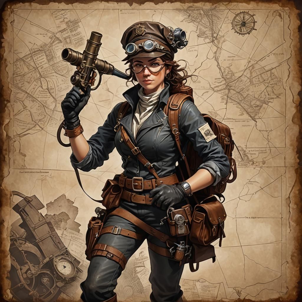 Steampunk Archaeologist Ready for Adventure