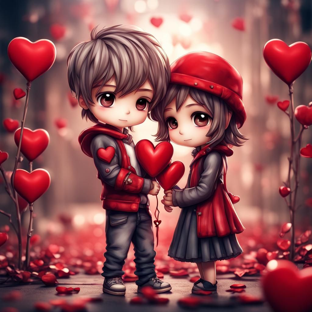 Valentine's Day: Cute Chibi Boy and Girl
