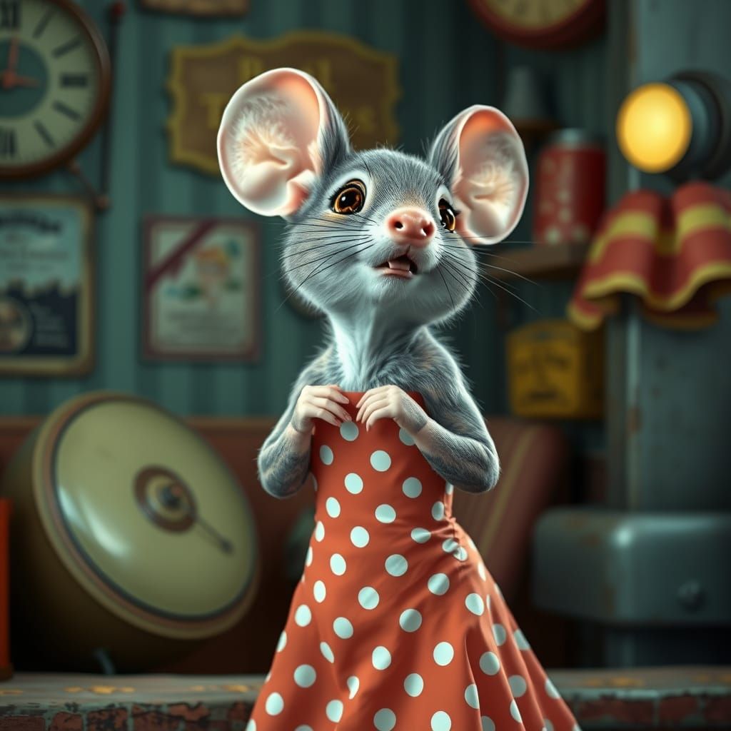 Mouse Pin-Up in 1950s Americana Style