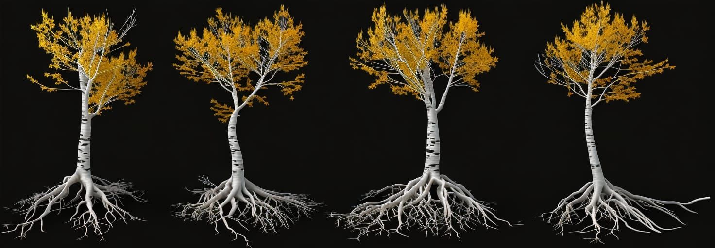 Birch Tree Grove with Roots