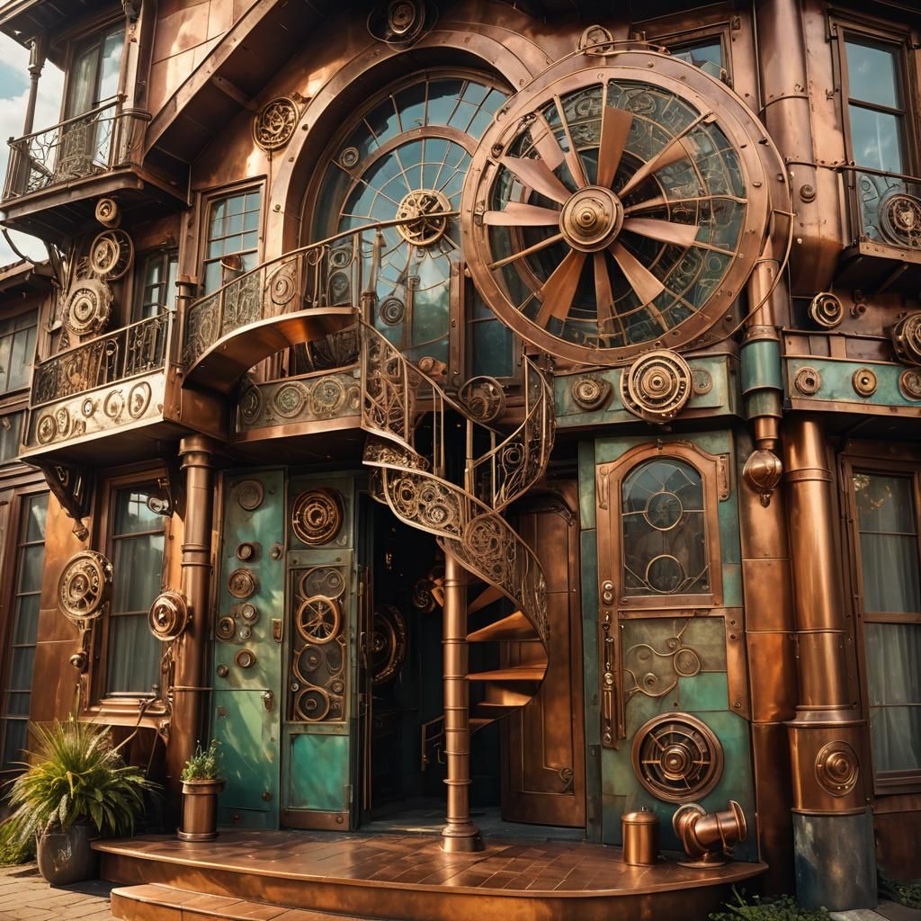 Steampunk Whirlyspire with Intricate Mechanisms