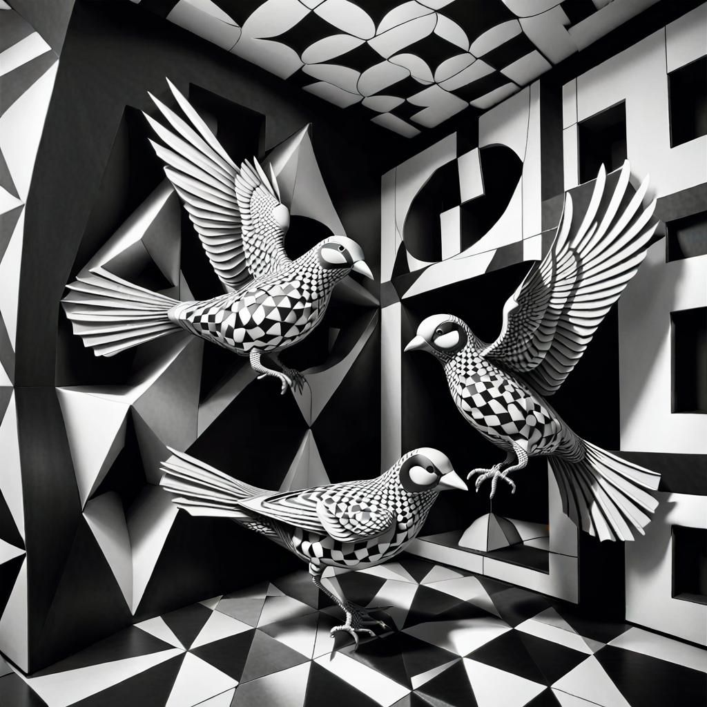 MC Escher Inspired Op Art Bird Illusion