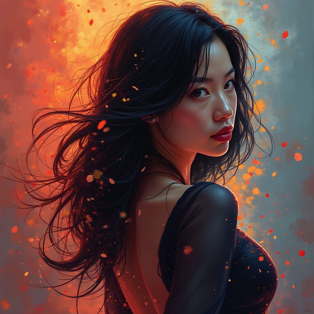 Lucy Liu in Vibrant Concept Art Portrait
