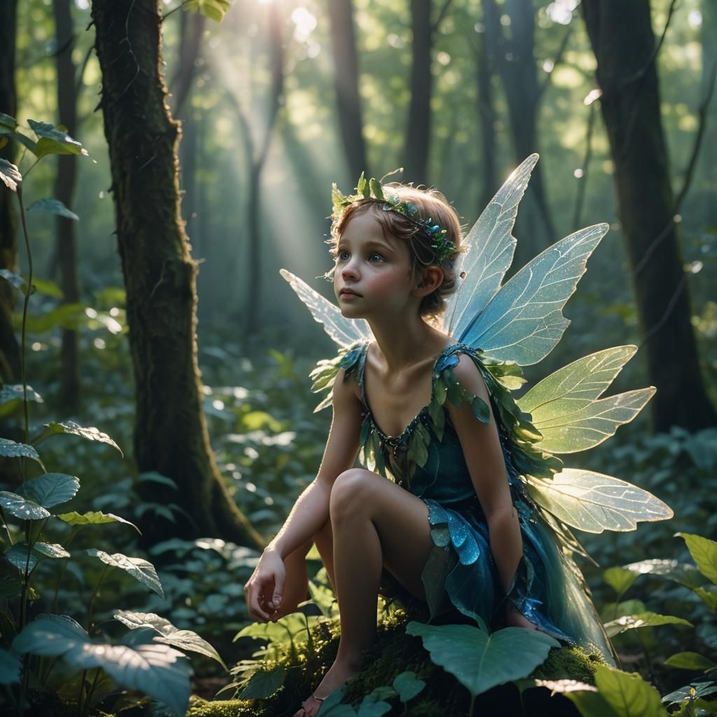 Cinematic Fairy in Misty Forest Glade