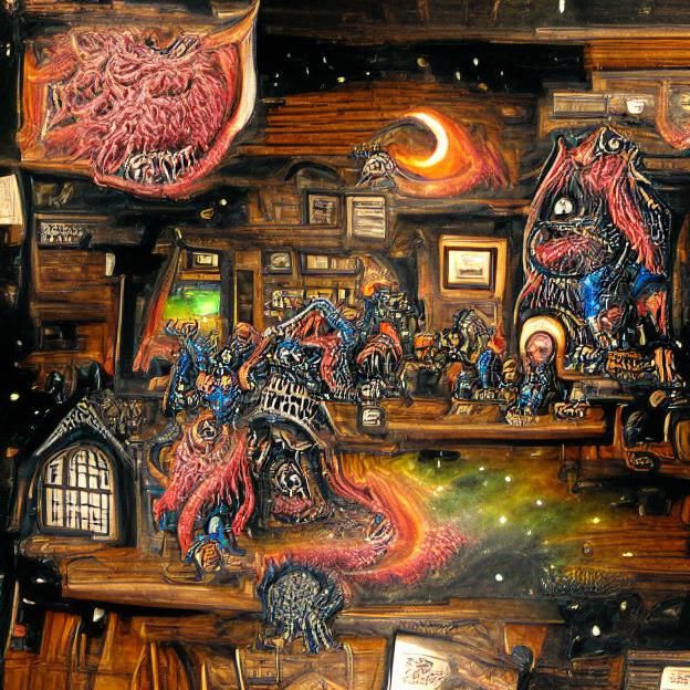 Cosmic Horror Tavern: Detailed Digital Painting